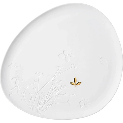 Räder Bílý porcelánový talíř GOLD LEAF velký
