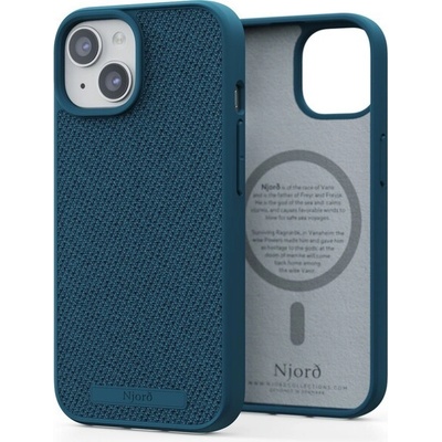Púzdro NJORD Fabric MagSafe iPhone 15 tmavomodré