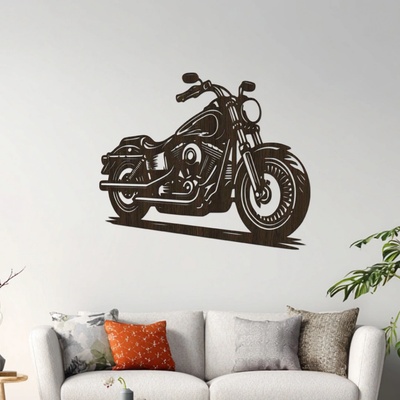 dřevo života Dřevěný obraz motorky Harley Davidson Rozměry (cm): 80x67, Zvolte barvu dekoru: Wenge