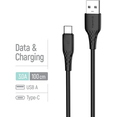 ColorWay CW-CBUC094-BK USB-A – Type-C (textúrované PVC) 3A 1m černý