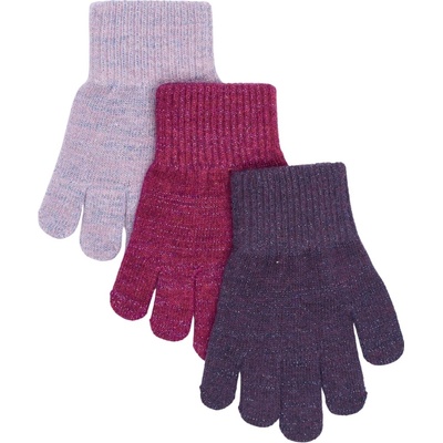 Mikk-Line detské rukavice s vlnou 3 ks MAGIC LUREX PLUM/CATAWABA GRAPE/PURPLE