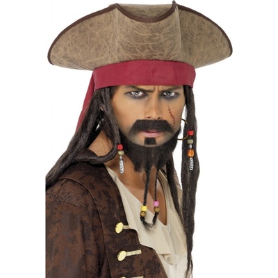 Klobouk pirátský s vlasy a šátkem Jack Sparrow – Sleviste.cz