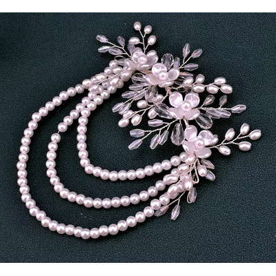 Naishide Jewelry Vícevrstvá perlová zdoba do vlasů s bílými perlovými květy