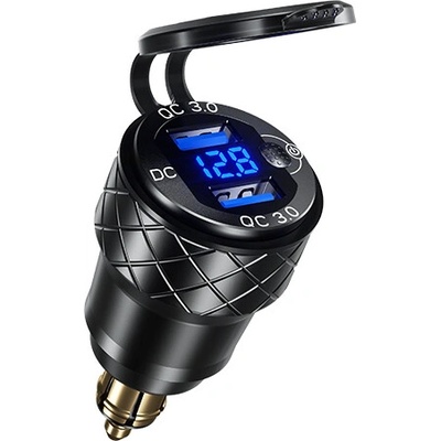 BIKETEC PRO motocyklová zásuvka DIN 2x USB-A 3.0 s voltmetrem BMW / TRIUMPH (EL)