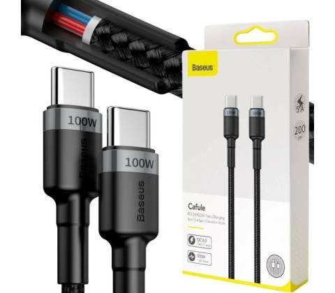 Baseus CATKLF-ALG1 Cafule USB USB-C, 2m, černý