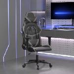 vidaXL Гейминг стол, черно и сиво, изкуствена кожа (3143669)