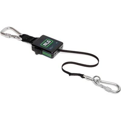 Karabina NLG Lanyard s navíjecí šňůrou a aretací pro nástroje s nosností 1,5 kg – nylon, černá