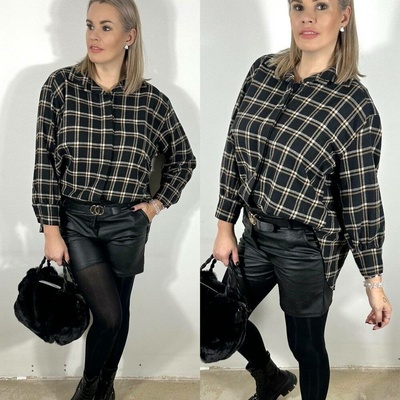 Flanelová kostkovaná košile NOELLA NI Černá