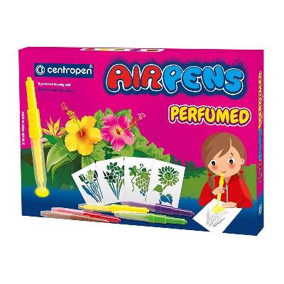 CENTROPEN 1589/5 Air Pens Perfumed, fúkacie fixky parfumované, obsahuje 8 šablón a 10 hárkov papiera (5 farieb)