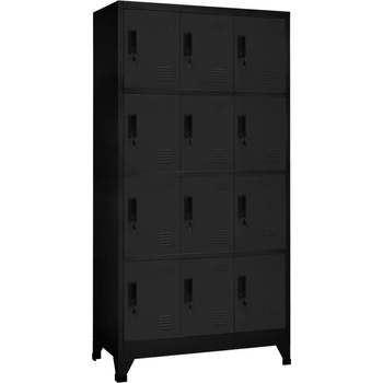 vidaXL Заключващ се шкаф, черен, 90x45x180 см, стомана (339814)