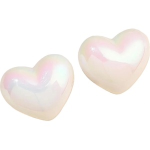 HARAHU Обици AD-33381 - Heart / Бяло KP33381