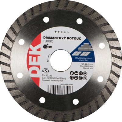 Kotouč řezný DIA DEK TURBO 125×22,23 mm