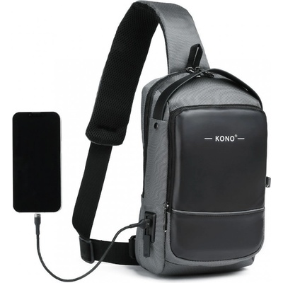 KONO Smart sling unisex crossbody batoh / taška čierno sivý 5 l