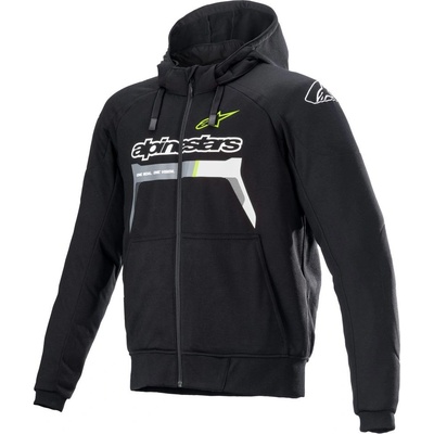Alpinestars CHROME IGNITION HOODIE 2025 čierno-žlto-sivo-biela