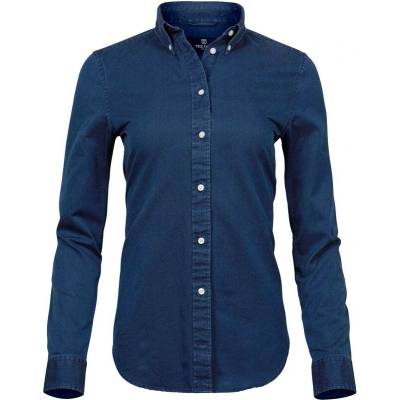 Tee Jays 4003 Denim keprová halenka s dl. rukávem modrá indigo blue