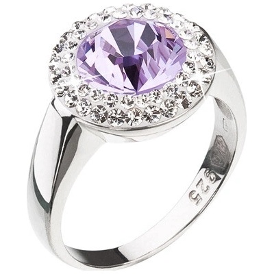 Evolution Group strieborný prsteň s fialkovým kryštálom Swarovski 35026.3