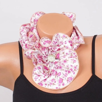 Image 1 of Нежно фишу в бяло с виолетови цветя