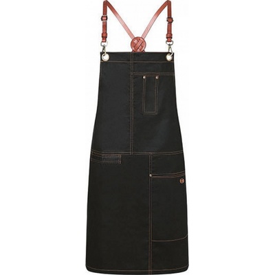 Karlowsky Zástěra keprového vzhledu s překříženými popruhy a kapsami 68x80cm Černá KY116