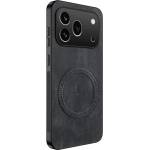 Gigapack Honor 600 Pro GIGAPACK Силиконов калъф за телефон с гръб от напа кожа, MagSafe, ЧЕРЕН GP-187175 (GP-187175)