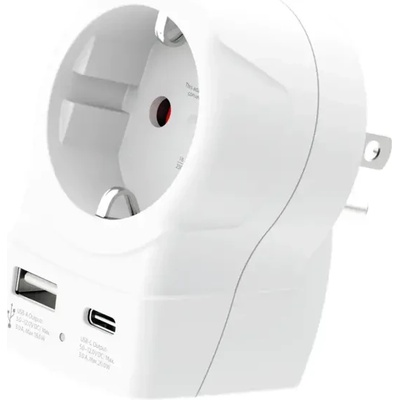 SKROSS универсален адаптер Europe to USA+1xUSB A/C, 20W , 1500284E (1500284E)