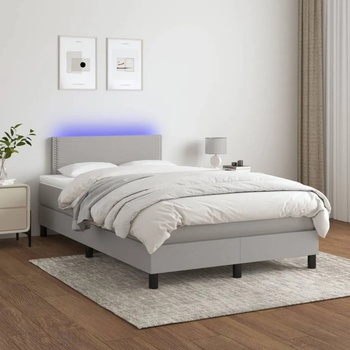 vidaXL Боксспринг легло с матрак и LED, светлосиво, 120x200 см, плат (3133061)