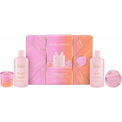Baylis & Harding Jojoba, Vanilla & Almond Oil pěna do koupele 300 ml + sprchový krém 300 ml + tělové máslo 50 g + vonná svíčka 60 g