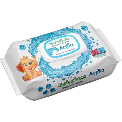 Bebelan Влажни кърпички Bebelan - Aqua, 64 броя (3800232578523)