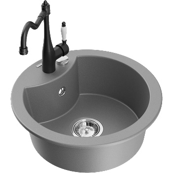 Mexen Diego гранитна мивка с една камера с кухненски кран Carla, сив - 6512-71-670700-70 (6512-71-670700-70)