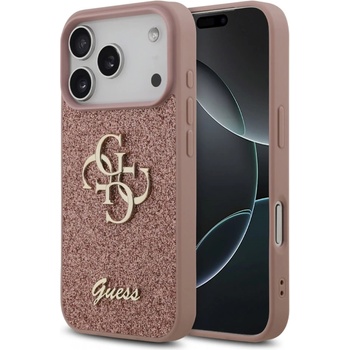 GUESS Калъф GUESS, PU Fixed Glitter 4G Metal Logo за iPhone 17 Pro, розов (GUHCP17LHG4SGP)