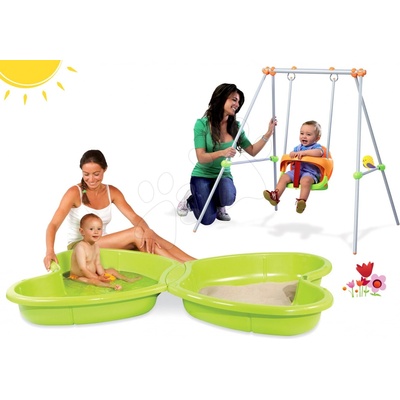 Smoby set pískoviště Motýl s vodotryskem a houpačka s kovovou konstrukcí výška 120 cm 310143-8