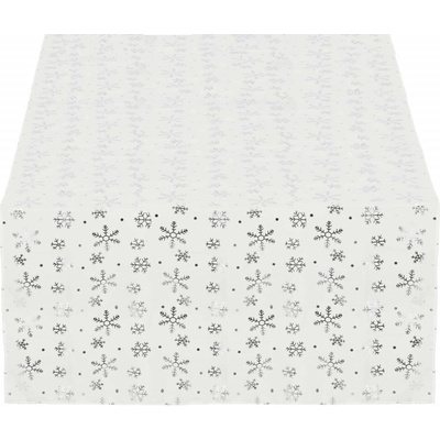SPRINGOS Vánoční ubrus s vločkami 220x140 cm bílý vánoční dekorace CA1222-XG