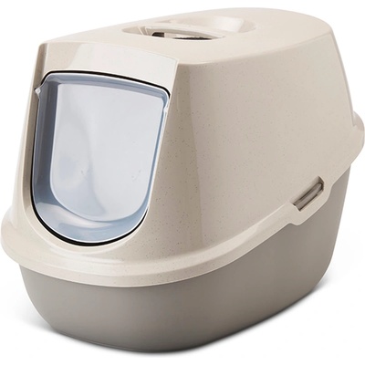 SAVIC Manon Happy Planet - Модерна котешка тоалетна къща с филтър против миризми, 54.5х39х39 см. - мока, гранит/топло сиво