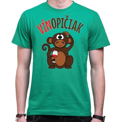 Fajntričko tričko pánské Vínopičiak s opičkou zelená