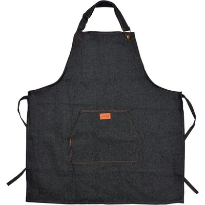 Clayre & Eef Modro-černá džínová kuchyňská zástěra 74x65 cm