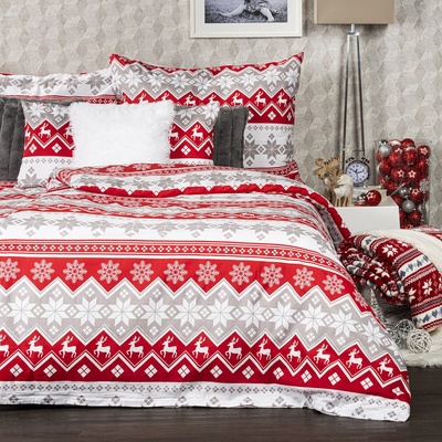 4Home Vianočné flanel obliečky Red nordic 140x200 70x90