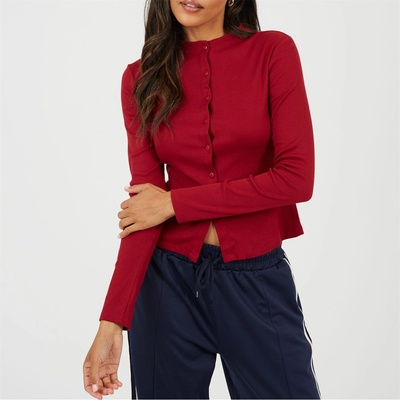 Brave Soul Дамска фланелка с дълъг ръкав Brave Soul BS Womens Long Sleeve Button Through Top - Rouge