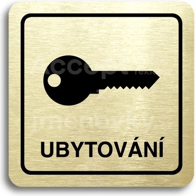 ACCEPT Piktogram ubytování - zlatá tabulka - černý tisk