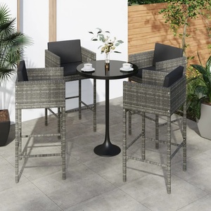 vidaXL Бар табуретки с възглавници, 4 бр, сив, полиратан (316661)