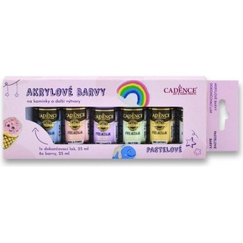 Cadence akrylové barvy na kamínky sada 6 základních barev + akrylový lak 25 ml