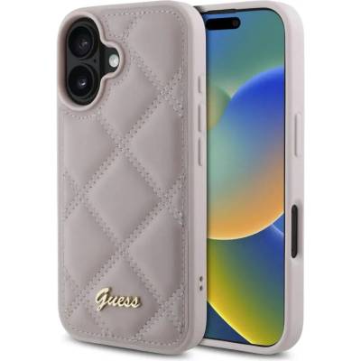 GUESS Калъф Guess Quilted Metal Logo iPhone 16 - розов (3666339345082)