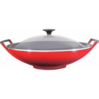Le Creuset 25304360600460 Wok Tradition Collection se skleněnou pokličkou 36 cm višňový