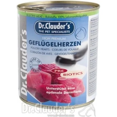 Dr.Clauder's Selected Meat Geflugelherzen/Pre Biotics/ - консервирана храна за възрастни кучета, 2 броя х 800 гр