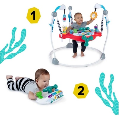 Baby Einstein skákadlo/aktívne centrum 2v1 Ocean Explorers Airplane Adventure