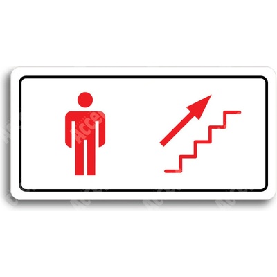 ACCEPT Piktogram WC MUŽI VPRAVO NAHORU - bílá tabulka - barevný tisk