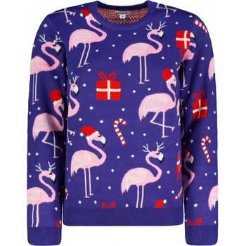 Frogies Dámsky sveter Flamingo Christmas modrá
