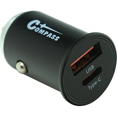 Compass zástrčka 12/24V nízkoprofilová QC3/PD3 USB-A/USB-C 30W