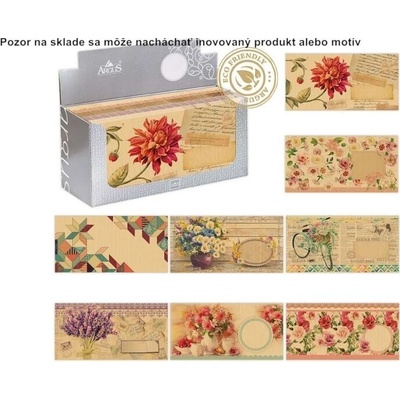 Obálka ozdobná na peniaze s potlačou 220 x110mm 1ks natur