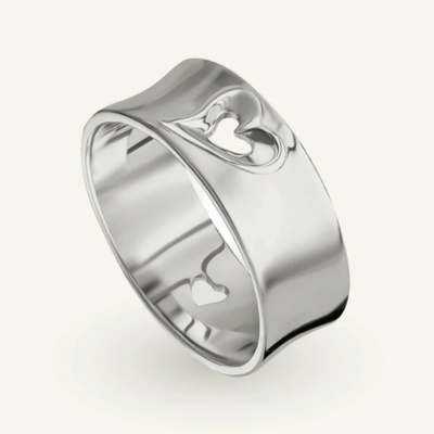 SilveAmo Stříbrný prsten Široký se srdíčkem K22042