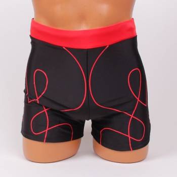 Бански боксер в черно с червени елементи