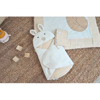 Doudou Plyšová biela dečka s kapucňou Happy Wild